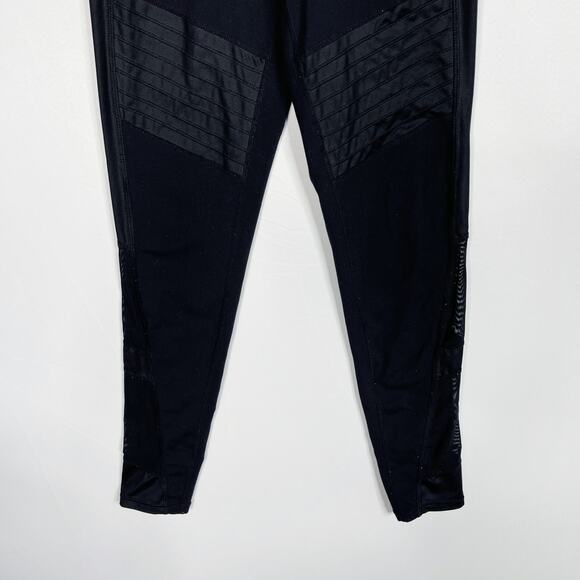 Athleta Small S Black Powerful Gleam High Rise Leggings Moto Mesh Pieced Workout - Picture 4 of 12